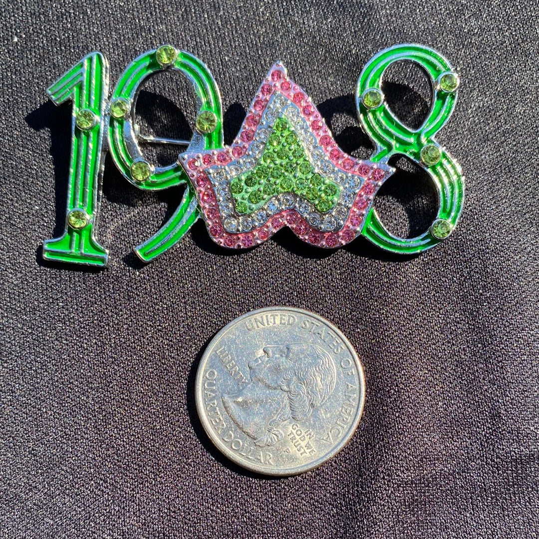 1908 PINK AND GREEN BROOCH