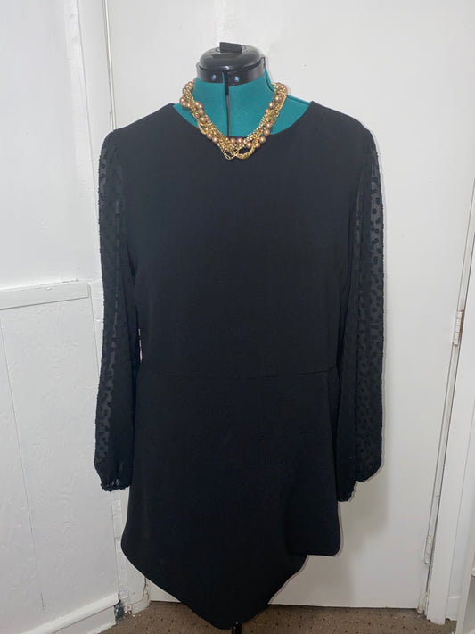 040822 Ann Taylor Long Sleeve Blk Dress Sz 18