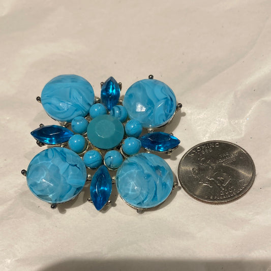 S730 BLUE TONE CLUSTER BROOCH